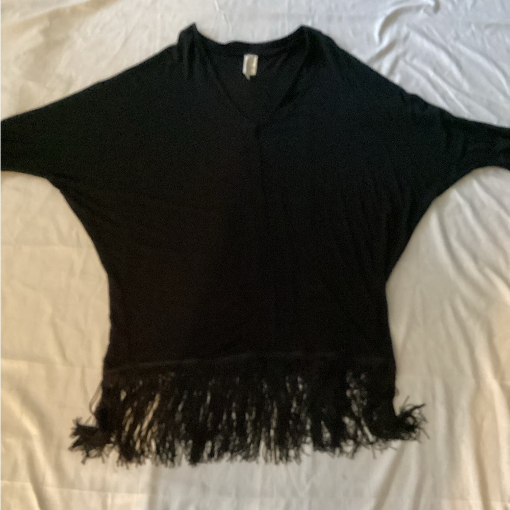Fringe Hem V-Neck Dress